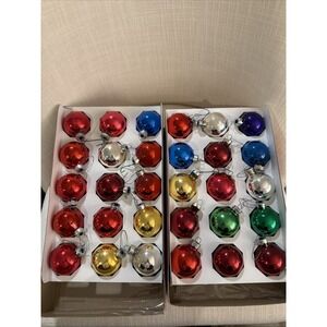 Vintage Holly Christmas Ornaments Glass Multi-Color 30 Pack 1 3/4" Shiny Classic